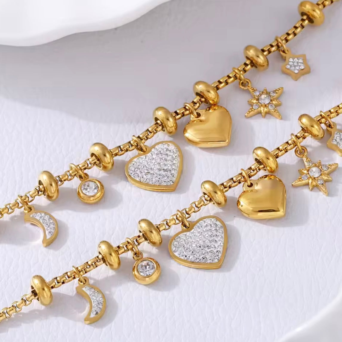 Celestial Heart Charm Bracelet