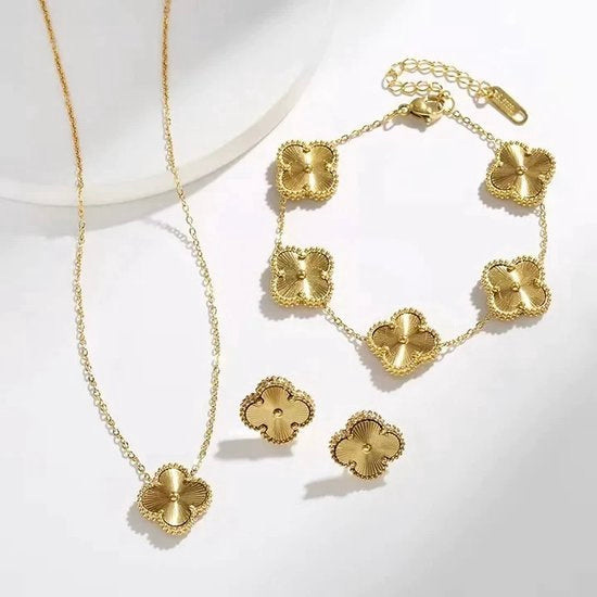 18K Golden Clover Set