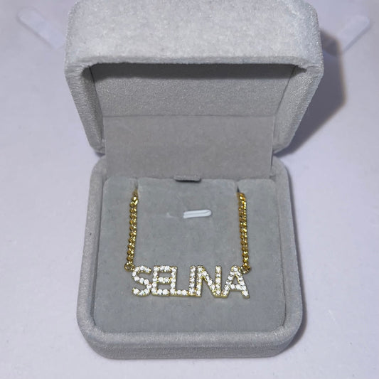 1 of 1 Gold ‘Selina’ Diamonte Necklace