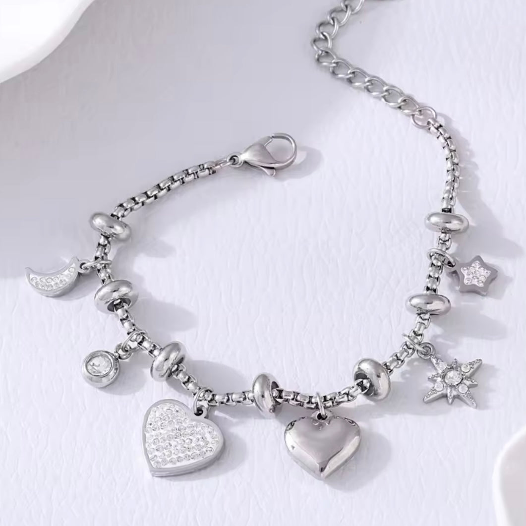 Celestial Heart Charm Bracelet