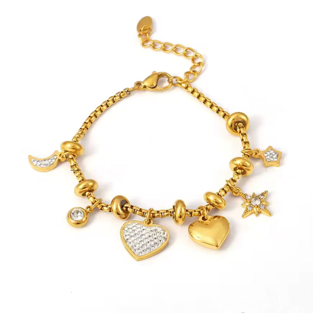 Celestial Heart Charm Bracelet